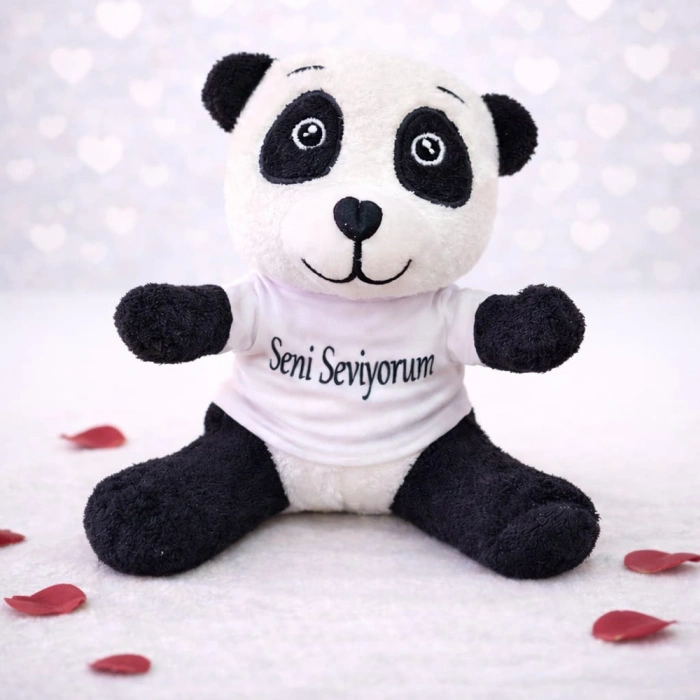 Seni Seviyorum Tişörtlü Sevimli Peluş Panda