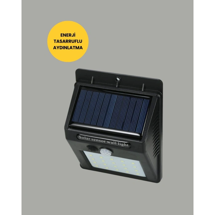 Sensörlü 20 Led Solar Duvar Lambası 3 Metre Algılama Mesafesi