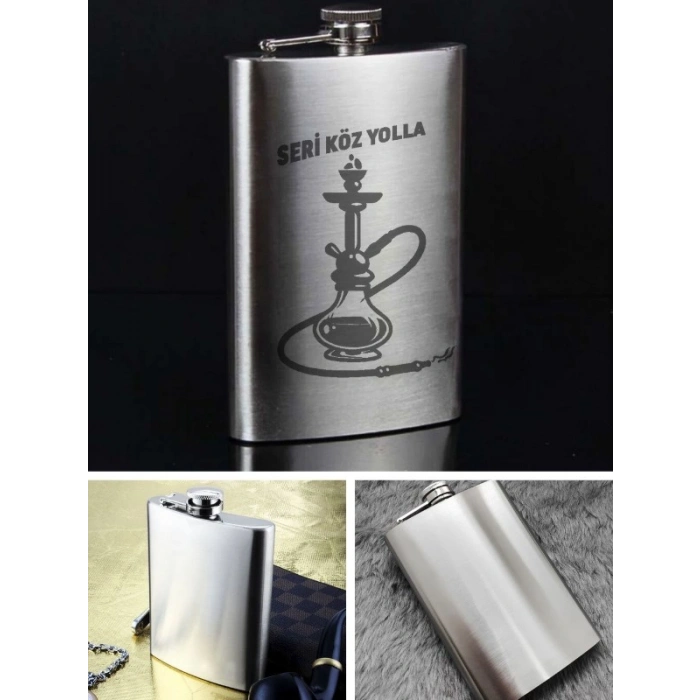 Seri Köz Yolla Temalı 9 Oz Paslanmaz Çelik Cep Matarası 266 Ml İçecek Cep Matarası
