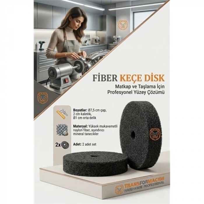 Sert Fiber Keçe Disk 75mm (2 Adet) Matkap Ucu Pas Sökücü Parlatma Taşı 723237