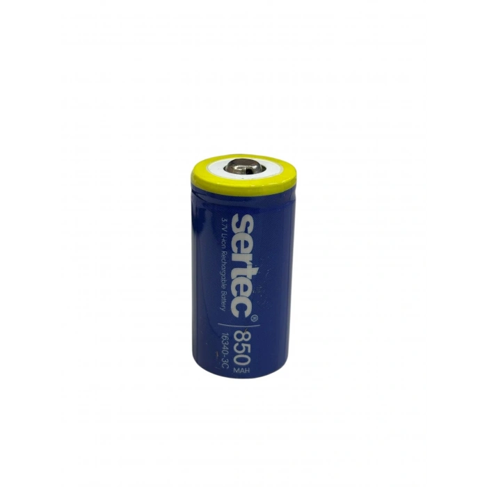 Sertec 3.7V Li-ion 16340 - 850 mAh 3C Başlı Şarjlı Pil