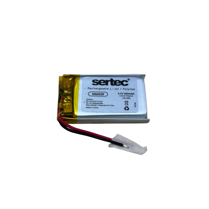 Sertec 502030 3.7V 250 MAh Li-Polymer Pil (Devreli/1.5A)