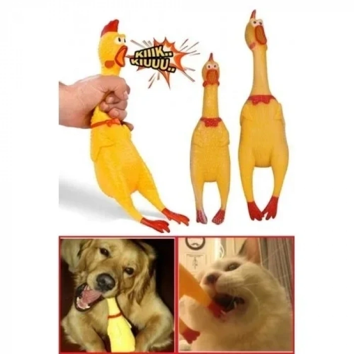Sesli Horoz Eğlenceli Köpek ve Kediler İçin Sesli Öten Horoz Oyuncak 28 Cm