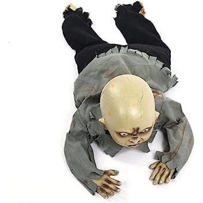 Sesli Işıklı ve Sensörlü Yerde Emekleyen Hareketli Bebek Hayalet Zombi Dekor 30x85 cm (4887)