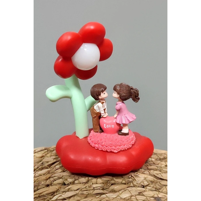 Sevgili Çift Papatya Işıklı Masa Lambası