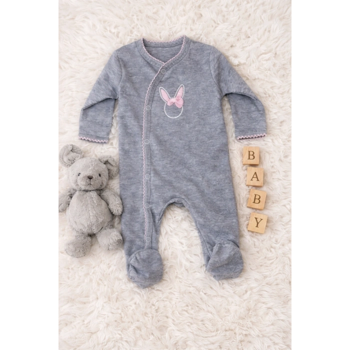 Sevimli Tavşan Desenli Kız Bebek 4’lü Tulum Seti