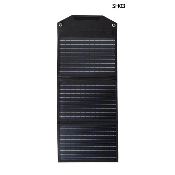 SH-03 30W Hızlı Şarj Taşınabilir Güneş Enerji Paneli Şarj İstasyonu - Siyah