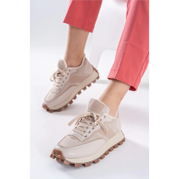 Sharon Bej Bağcıklı Spor Ayakkabı