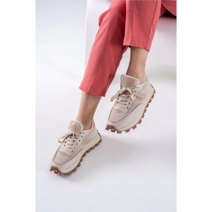 Sharon Bej Bağcıklı Spor Ayakkabı