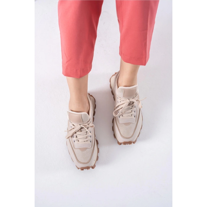 Sharon Bej Bağcıklı Spor Ayakkabı