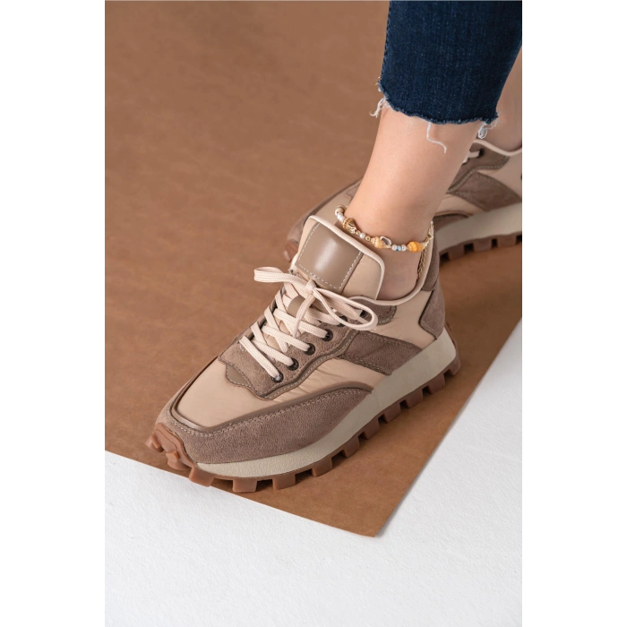 Sharon Bej Vizon Bağcıklı Spor Ayakkabı