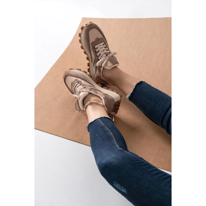 Sharon Bej Vizon Bağcıklı Spor Ayakkabı