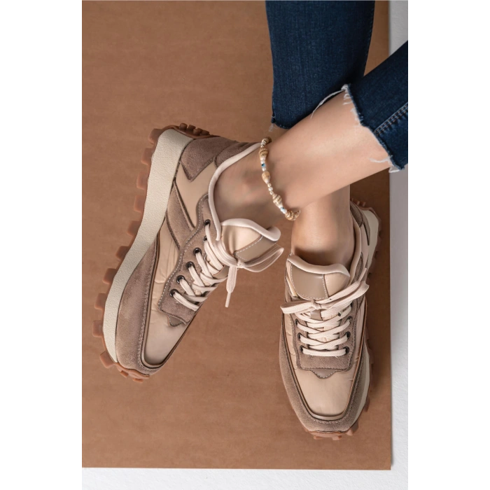 Sharon Bej Vizon Bağcıklı Spor Ayakkabı