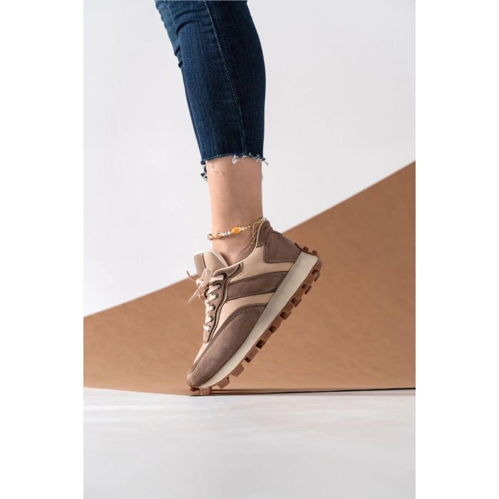 Sharon Bej Vizon Bağcıklı Spor Ayakkabı