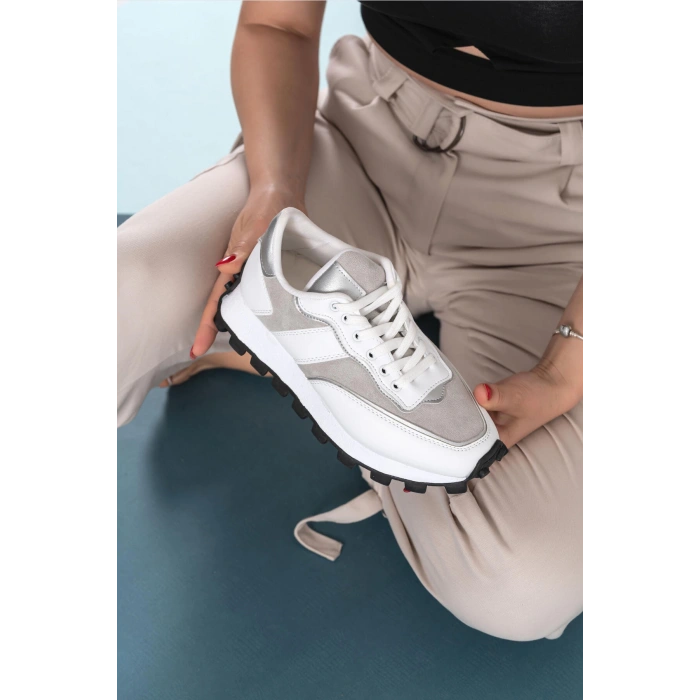 Sharon Beyaz Bağcıklı Spor Ayakkabı