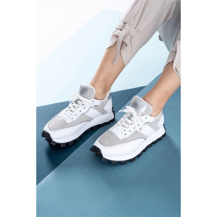 Sharon Beyaz Bağcıklı Spor Ayakkabı