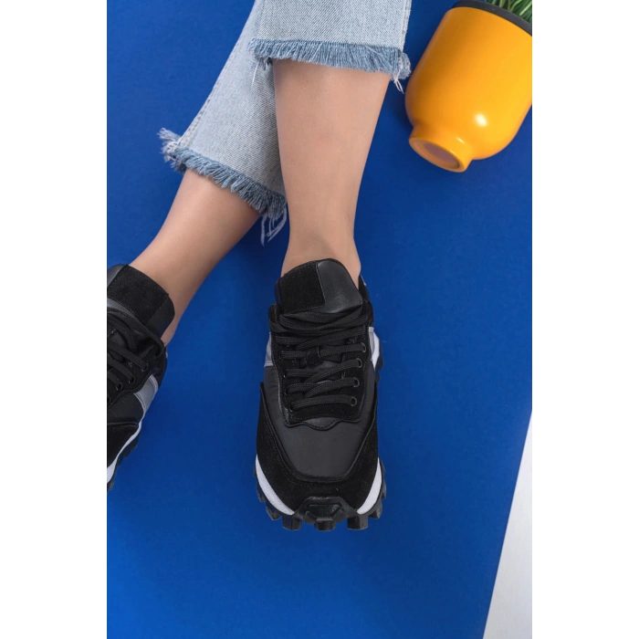 Sharon Siyah Bağcıklı Spor Ayakkabı