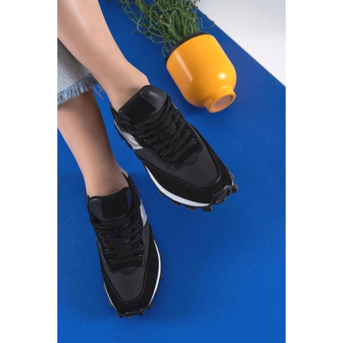 Sharon Siyah Bağcıklı Spor Ayakkabı