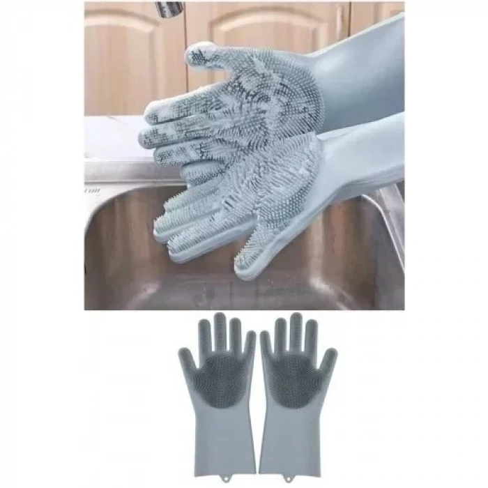 Sihirli Silikon Bulaşık Eldiveni Tırtıklı Magic Gloves Mutfak Banyo Temizleme