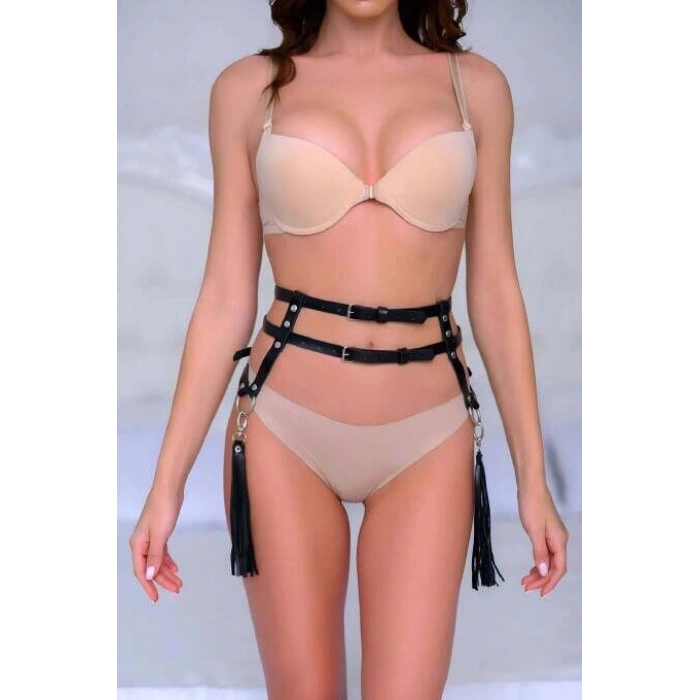 Sık Deri Püsküllü Bel Kemer Harness - Brf1045