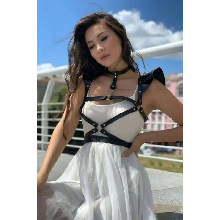 Şık Deri Seksi Göğüs Deri Harness - Brf996