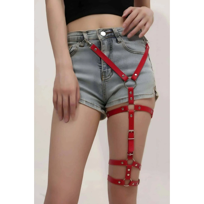 Şık Deri Tek Bacaklı Jartiyer Harness - Brf942