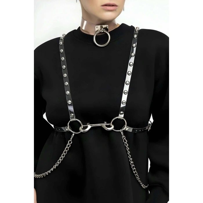 Şık - Şeffaf Kemer Ve Choker Takım - Brf826