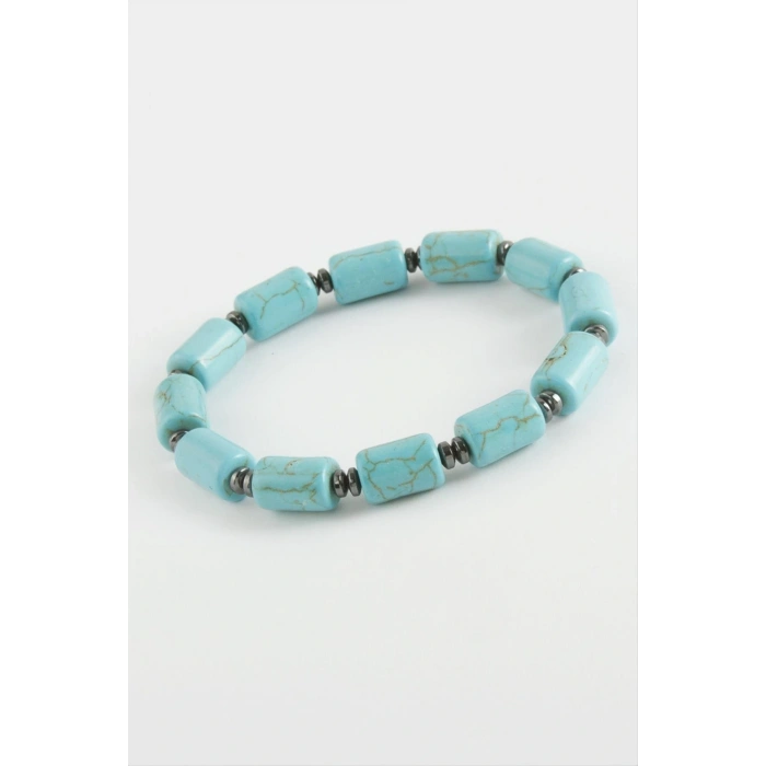 Silindir Turkuaz Doğaltaş Bileklik