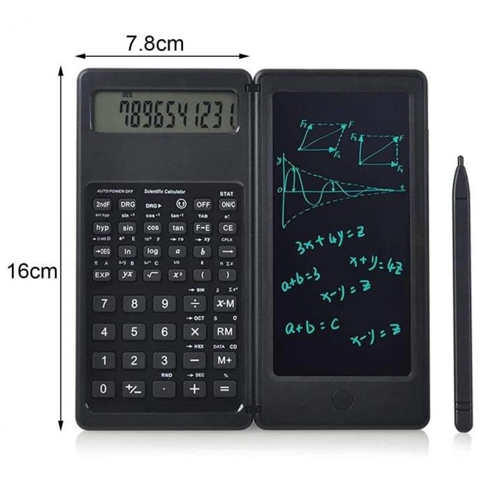 Silinebilir LCD Yazı Tabletli,Kalemli Katlanabilir Bilimsel Hesap Makinesi (4887)