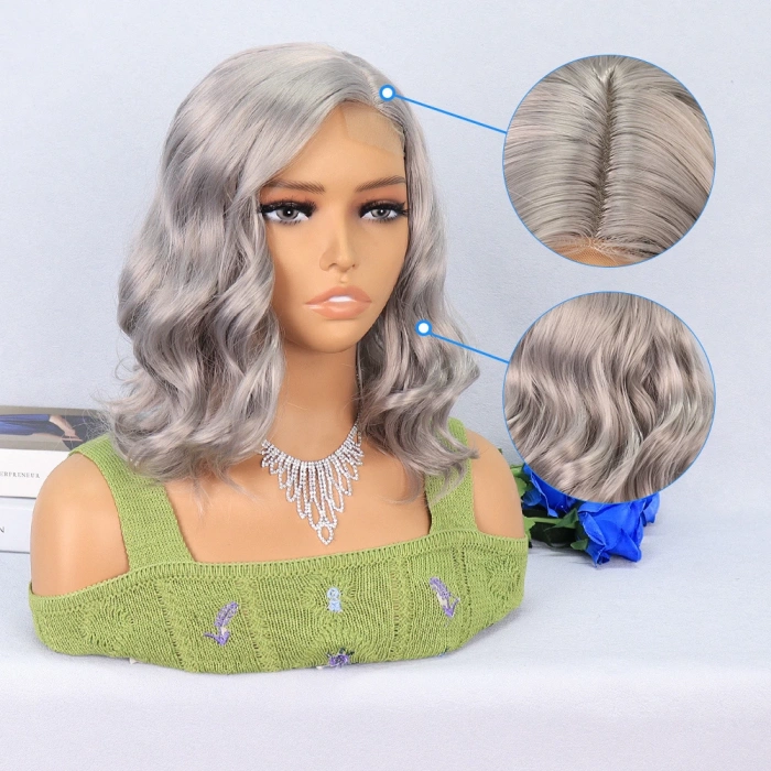 Silver Gri Yan Tül Peruk