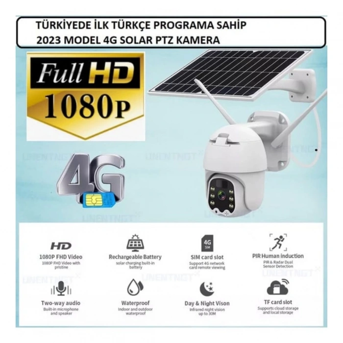 Sim Kartlı 4g Ptz 360 Hareketli Solar Güneş Enerjili 1080p Kamera Türkçe Program Son Sürüm