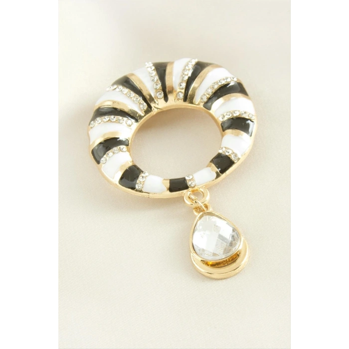 Simit Mineli Taşlı Broş