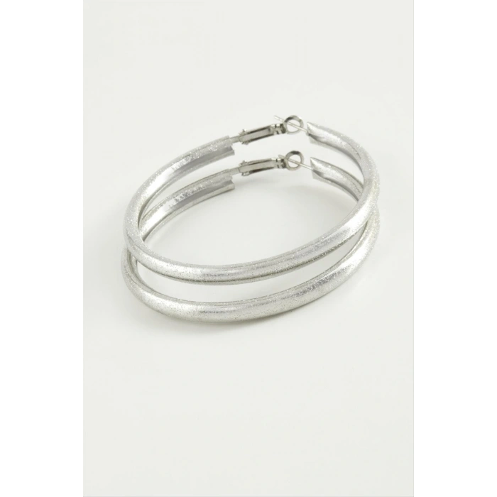 Simli Boru Halka Küpe 4,5 cm