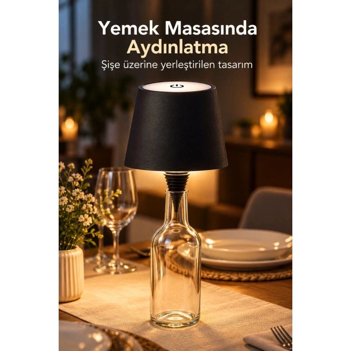 Şişe Üstü Abajur Type C Girişli Dekoratif Masa Lambası