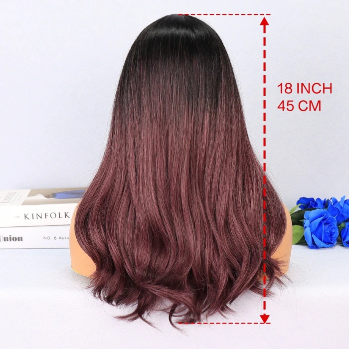 Siyah Açık Kızıl Ombreli Tül Peruk