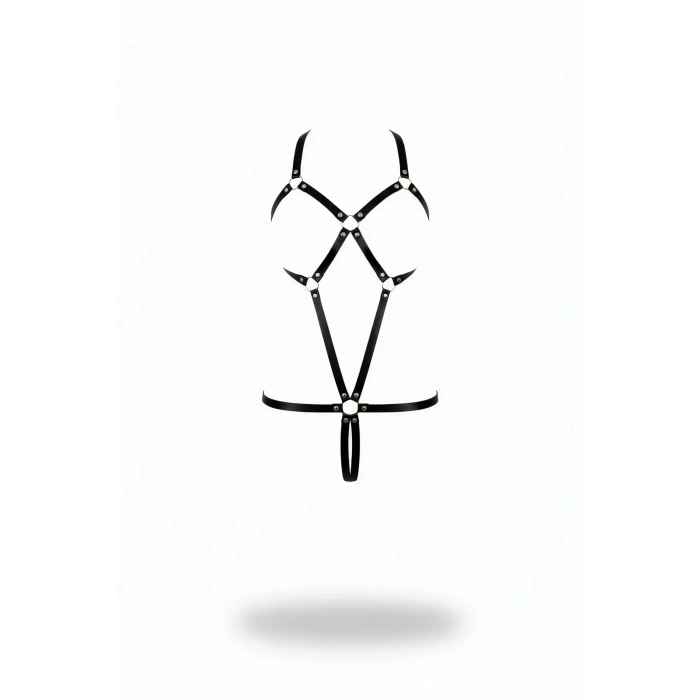 Siyah Body Harness Metal Halkalı Çapraz Vücut Kuşamı - Brf240