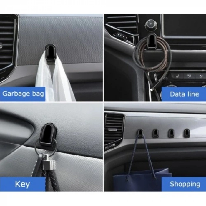 Siyah Çok Amaçlı Yapışkanlı Kanca 10 lu (4887)