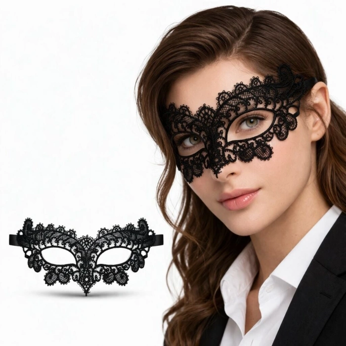Siyah Dantel Venedik Maskesi Kadın – Zarif Parti & Balo Maskesi 1 No