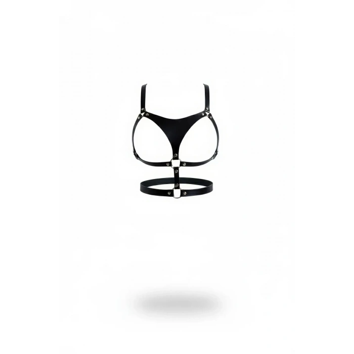 Siyah Göğüs Harness Deri O-ring Detaylı - Brf1388