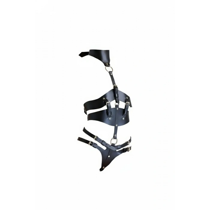 Siyah Harness Takım Ayarlanabilir Tokalı Deri Vücut Korse - Brf1321