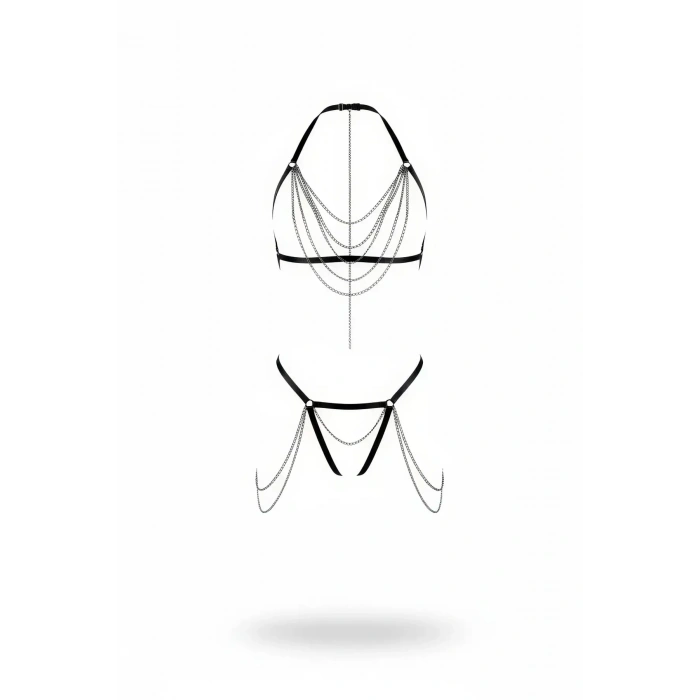 Siyah Harness Takım Çok Katmanlı Zincir Detaylı - Brf1065