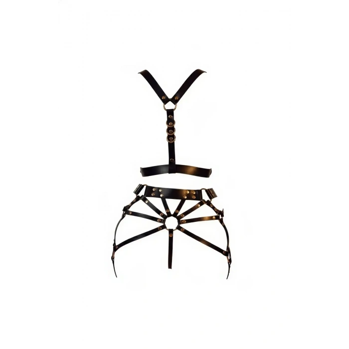 Siyah Harness Takım Suni Deri Omuz Ve Bel Detaylı - Brf1193