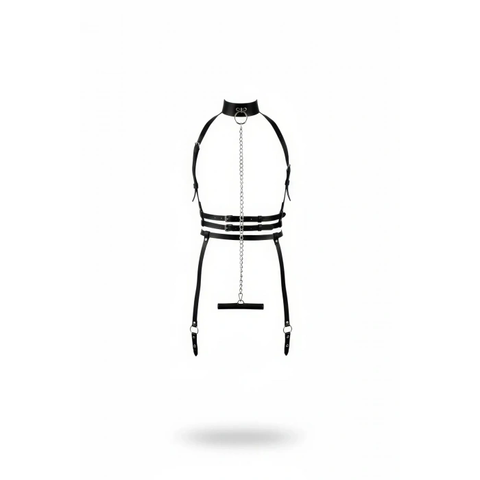 Siyah Harness Takım Zincir Detaylı Boyunluklu - Brf233