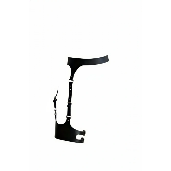 Siyah Jartiyer Harness Deri Tokalı Ayarlanabilir Bacak Aksesuarı - Brf1159