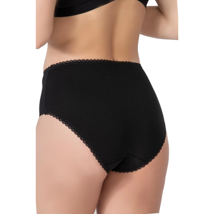 MARSİLYAN™ SİYAH MI  1445 Modal Cotton Yüksekbel Dantelli Külot
