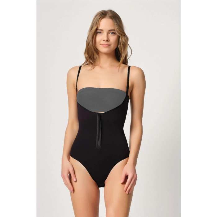 MARSİLYAN™ SİYAH MI  2043 Göğsü Açık Agraflı Body Korse