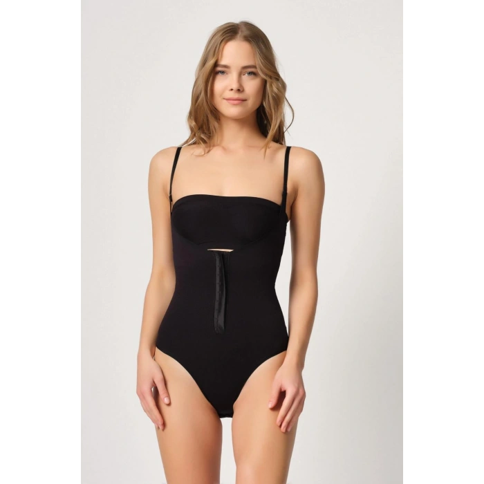 MARSİLYAN™ SİYAH MI  2043 Göğsü Açık Agraflı Body Korse
