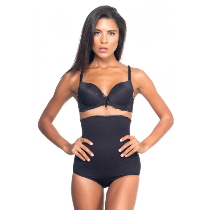 MARSİLYAN™ SİYAH MI  2079 Yüksek Bel Desenli Double Slip Korse