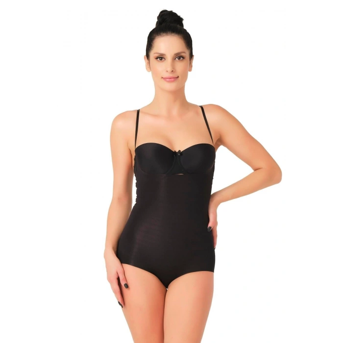 MARSİLYAN™ SİYAH MI  2723 Lazer Kesim Göğsü Açık Slip Korse