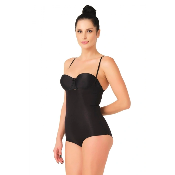 MARSİLYAN™ SİYAH MI  2723 Lazer Kesim Göğsü Açık Slip Korse